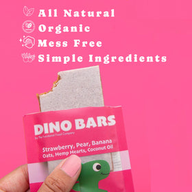 DINO BARS in a lunchbox, supporting convenient school-time snacking.