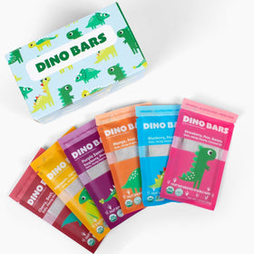 Dino Bars 12-flavor pack on-the-go, ideal for busy school days.