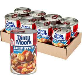DINTY MOORE Beef Stew 15 oz can label, ideal for quick meals.
