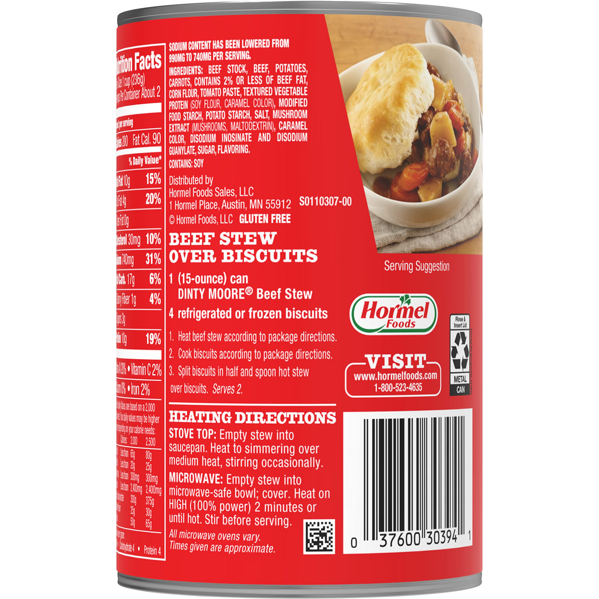 Label highlights 25% less sodium for everyday meals.