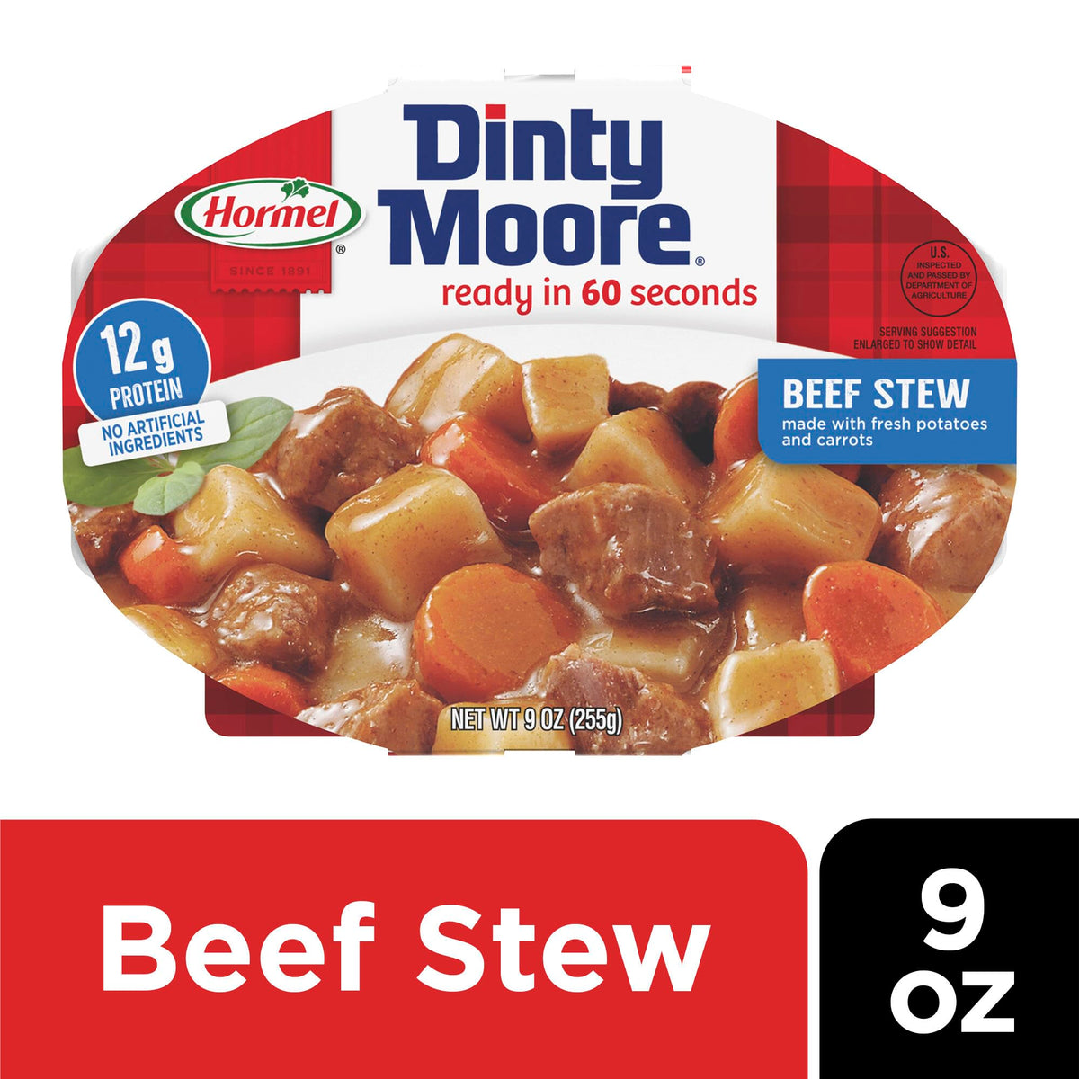 Dinty Moore Beef Stew served in a bowl for a quick dinner.
