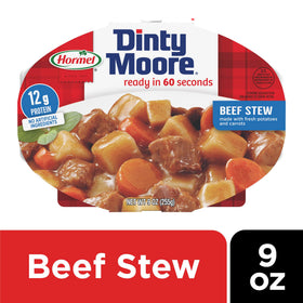Dinty Moore Beef Stew served in a bowl for a quick dinner.