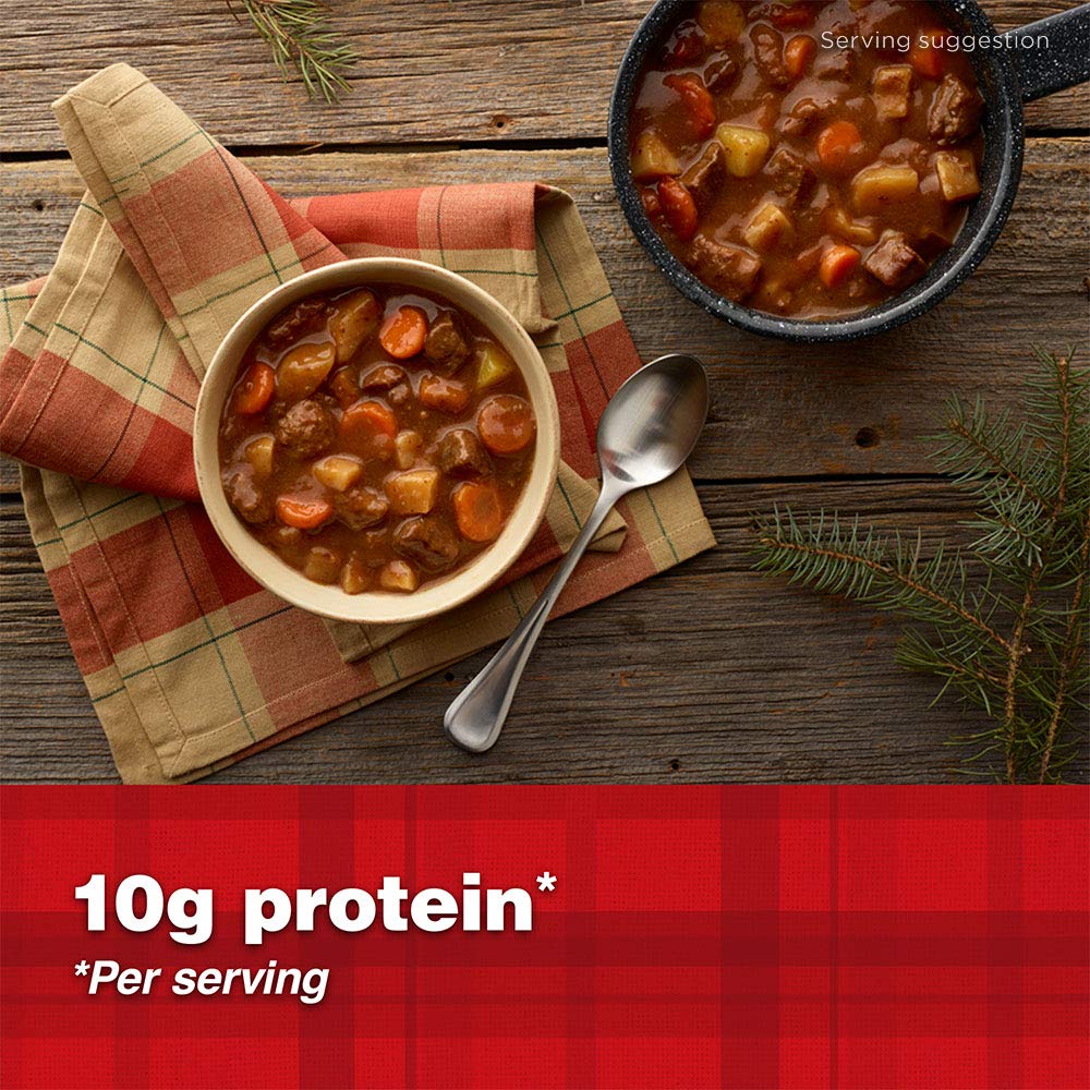 DINTY MOORE Beef Stew hot pie serving, convenient weeknight option.