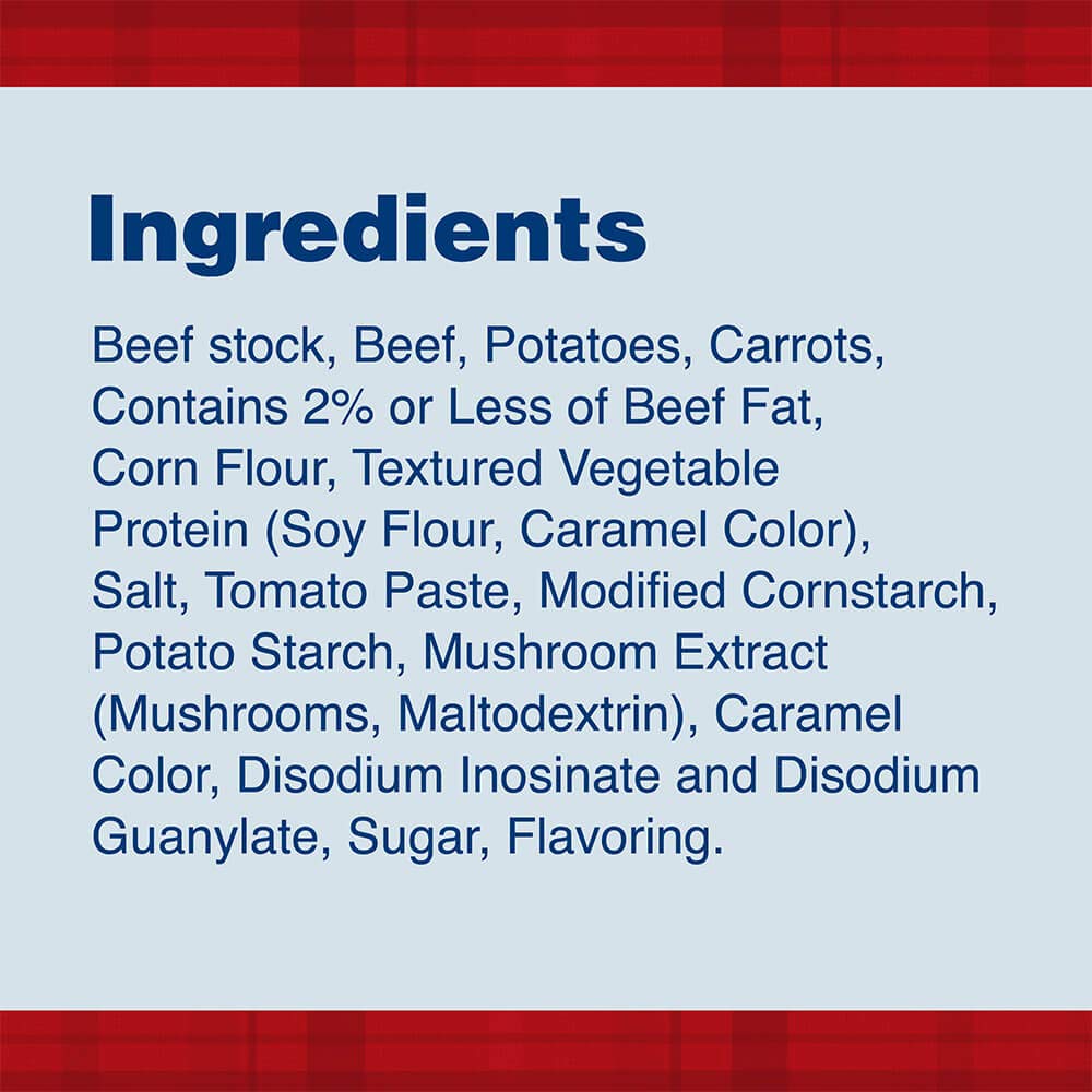 DINTY MOORE Beef Stew microwave-ready can for easy reheating.
