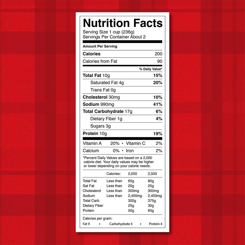 DINTY MOORE Beef Stew open can close-up shows beef chunks and carrots.