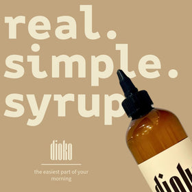Dioko Vanilla Syrup topping desserts with natural vanilla flavor.