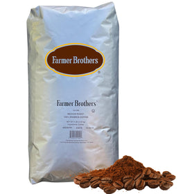 DIRECT COFFEE TEA EST 2019 Farmer Bros Premium Blend whole bean 5lb bag front shows premium packaging