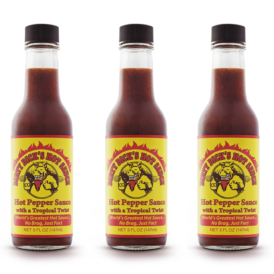 Dirty Dick's Original Hot Sauce pack bottle front shows bold flavor ready to elevate meals.
