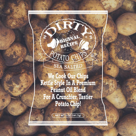 Dirty Potato Chips sea salt skins-on texture, rustic slices.