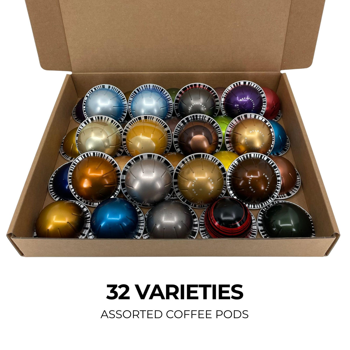 Generic Discovery Coffee Sampler assorted pods closeup showcasing flavor variety for explorers.