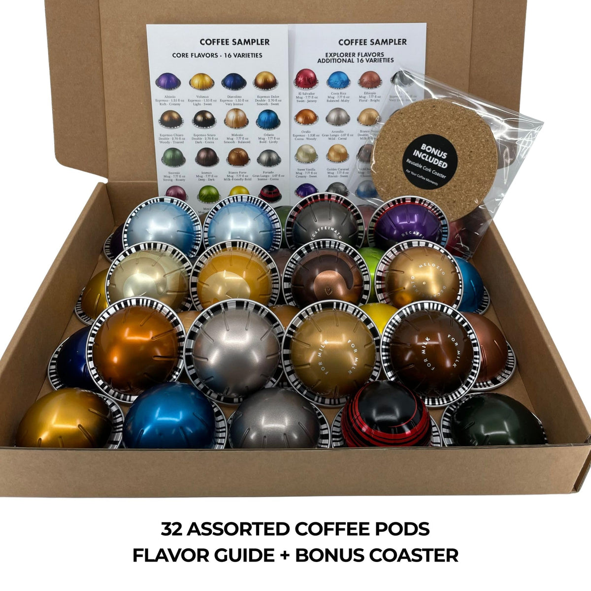 Generic Discovery Coffee Sampler flavor guides inside with clear tasting notes.