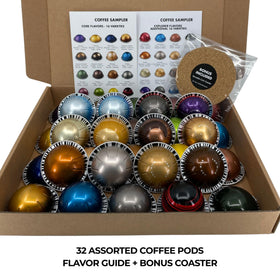 Generic Discovery Coffee Sampler flavor guides inside with clear tasting notes.