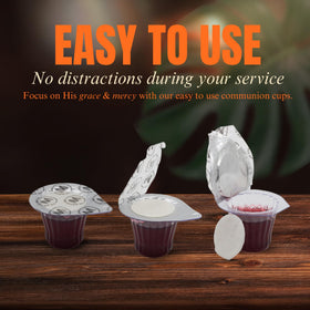 Discovery Products Concord grape juice in cup, ready-to-use during services