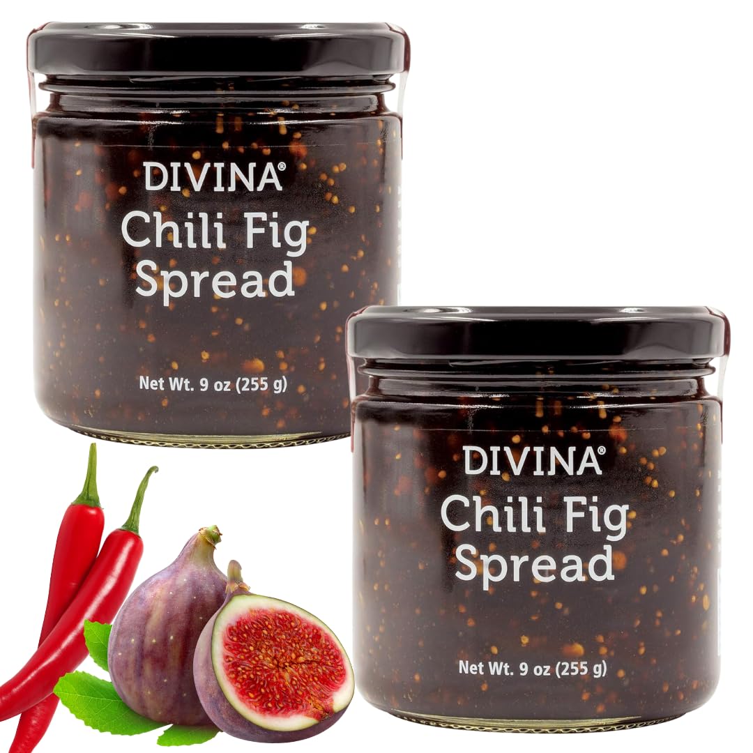 Divina chili fig spread jam jar two pack, ideal for bold glaze on meats