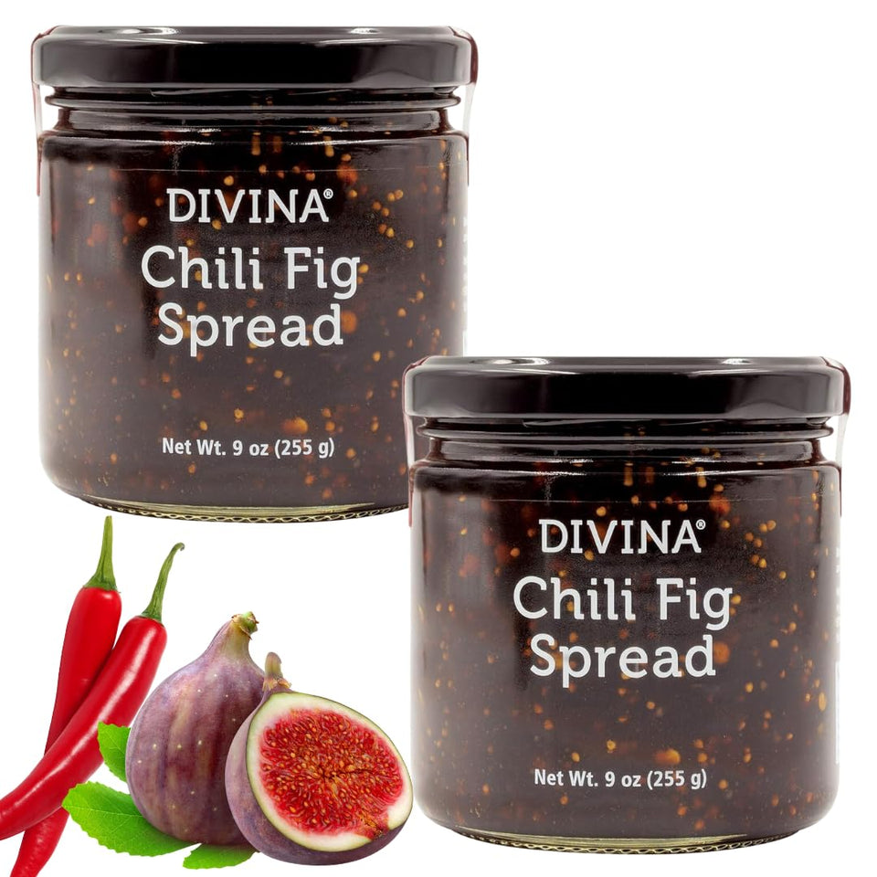 Divina chili fig spread jam jar two pack, ideal for bold glaze on meats