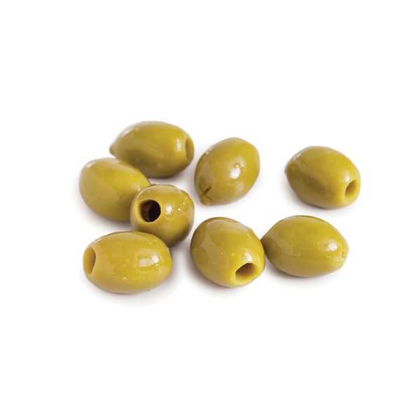 Divina Organic Green Olives showing herbal aroma ideal for salads and tapas.