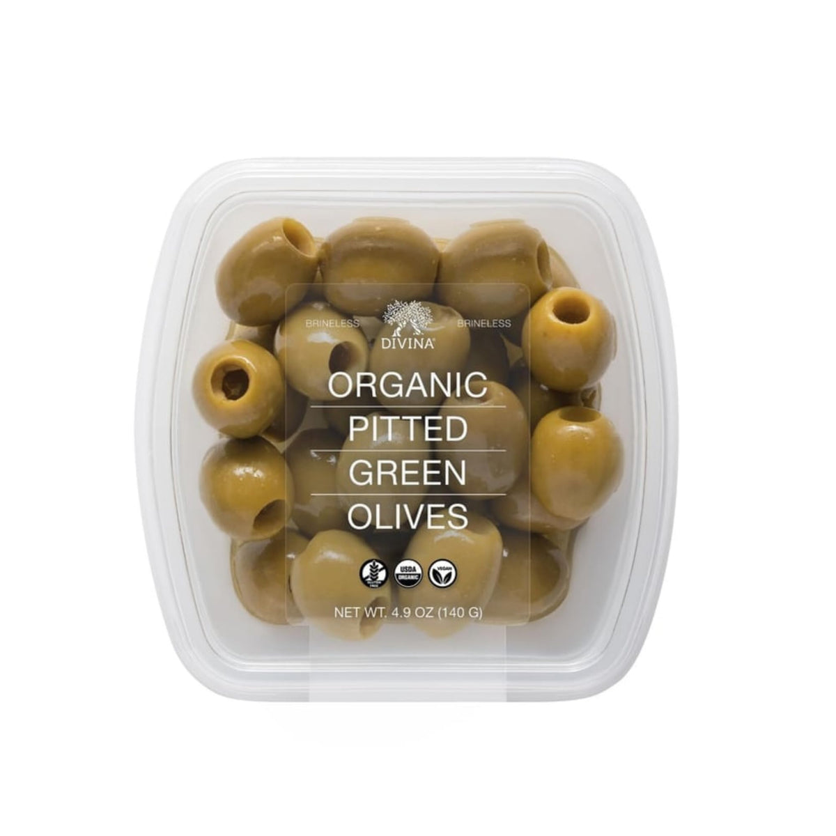 Divina Organic Green Olives in a jar with Mt. Athos heritage for antipasti.