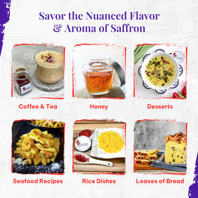 Divine Healing Saffron threads packaging viewed in a clear bottle.