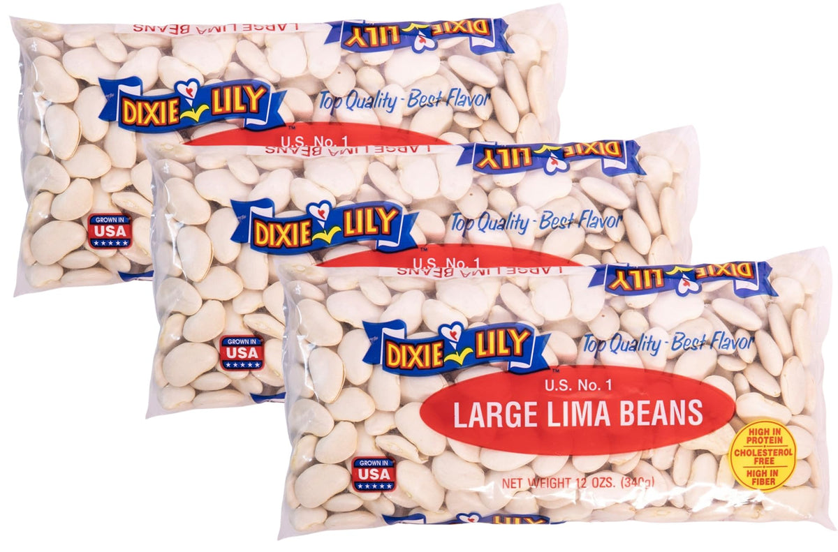 Dixie Lily Large Lima Beans bulk pack, dry beans ideal for hearty soups.