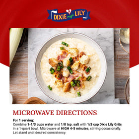 Nutrient enriched Dixie Lily grits with iron and vitamins.