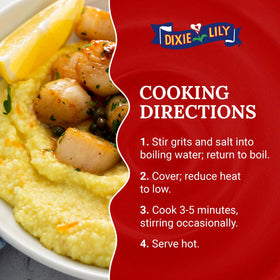 Dixie Lily Yellow Corn Grits pantry pack emphasizes convenient family-friendly dinners.