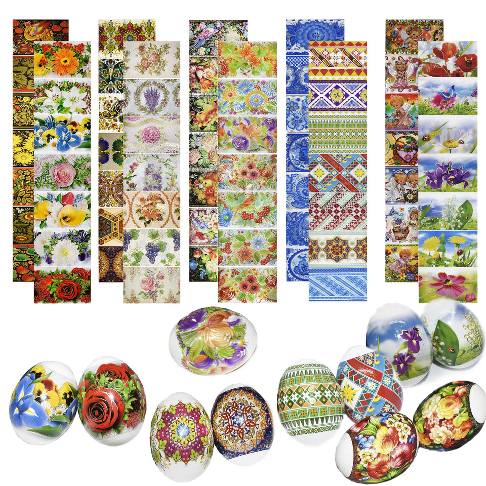Diximus pack of 10 sleeves with flowers for festive egg decorating