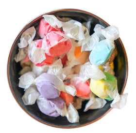 DM Sweets Banana taffy close-up—soft chew with tropical-inspired sweetness.