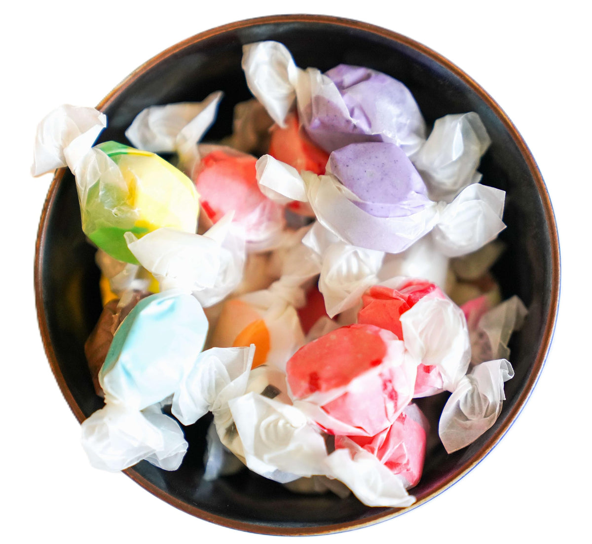 DM Sweets Salt Water Taffy huckleberry close-up—bright fruit notes ideal for sharing.