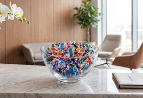 DM Sweets Assorted Sugar Free Fruit Candy Buttons — bulk packaging ideal for parties or family snacks.