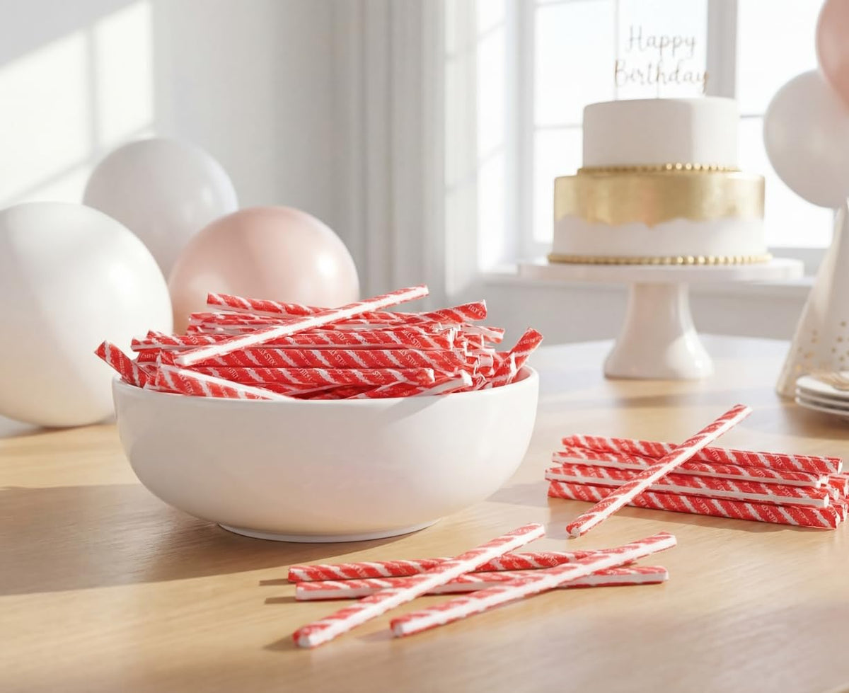 DM Sweets Cherry Sour Powder Straws in bulk ideal for goody bags