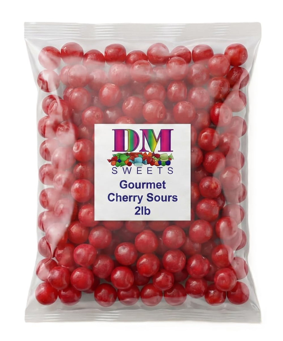 DM Sweets Cherry Sours Balls glossy red shell with bold cherry flavor for jars