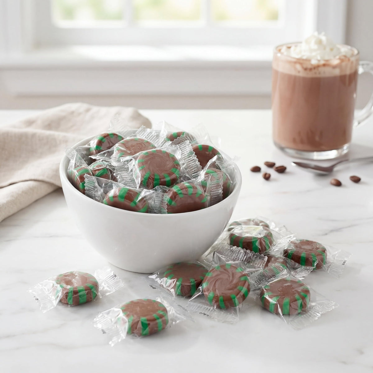 DM Sweets Chocolate Starlight Mints individually wrapped for fresh serving