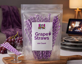 Grape sour powder straw bulk pack ready for events and sharing