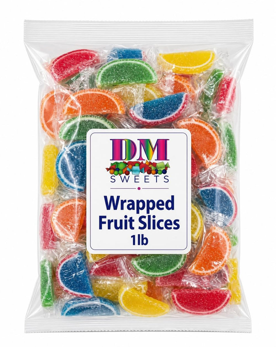 DM Sweets jelly slices orange, vibrant party candy perfect for sharing.