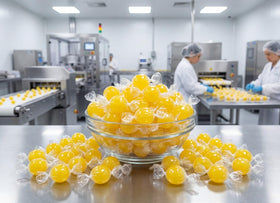 DM Sweets jumbo lemon candy balls bulk bag for vending machines.
