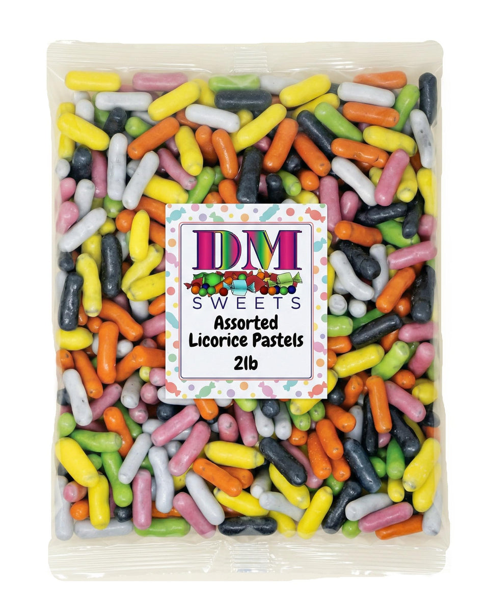 DM Sweets Licorice Pastels in multicolor shell for eye-catching candy displays