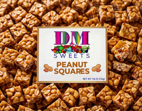 DM Sweets Old-Fashioned Peanut Squares front label, perfect for gifting nostalgia.