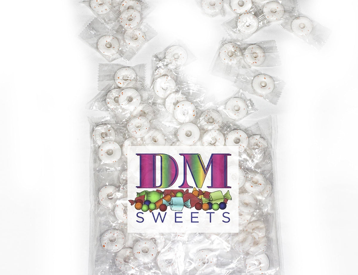 DM Sweets Orange Mints bulk bag ideal for candy bowls and high-traffic spots.