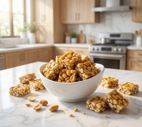 DM Sweets peanut squares bite-size pieces ideal for sharing.