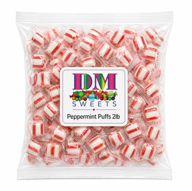 DM Sweets Peppermint Puff Candy bulk bag for holiday sharing and party favors.