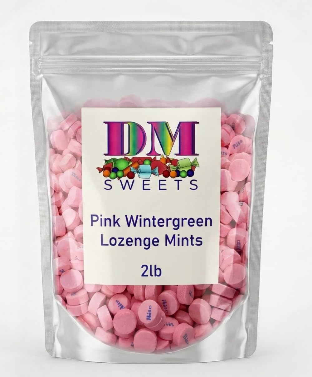 DM Sweets Pink Wintergreen Mints bag on display for weddings