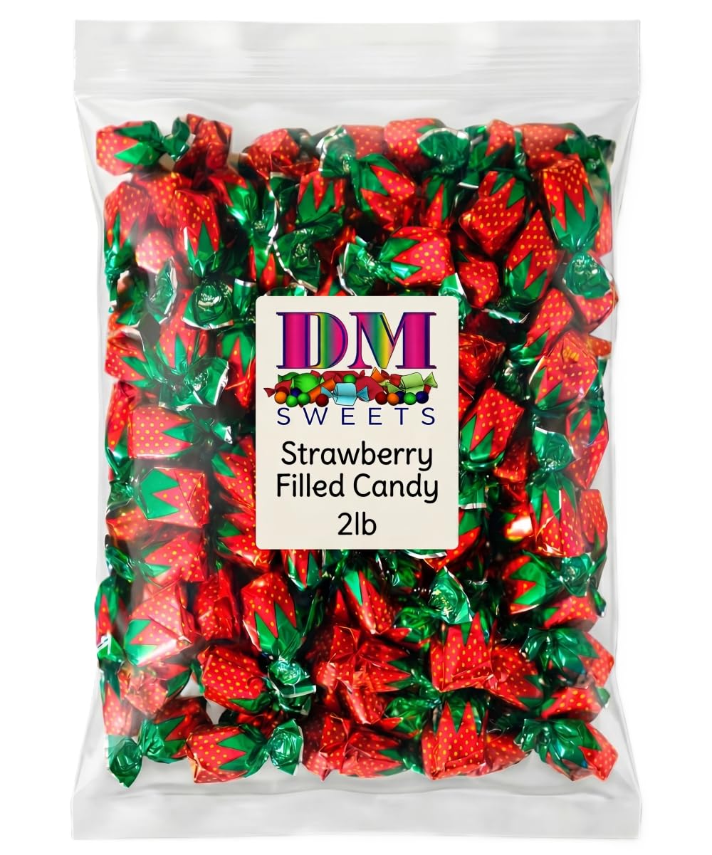 DM Sweets Strawberry Bon Bons 2 lb bulk with a hard shell ideal for party trays.