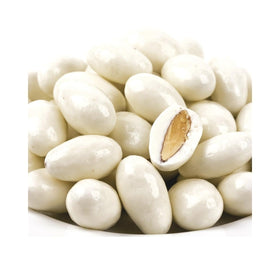 DM Sweets Yogurt Covered Almonds 1lb bag shown; perfect office snack and party treat.