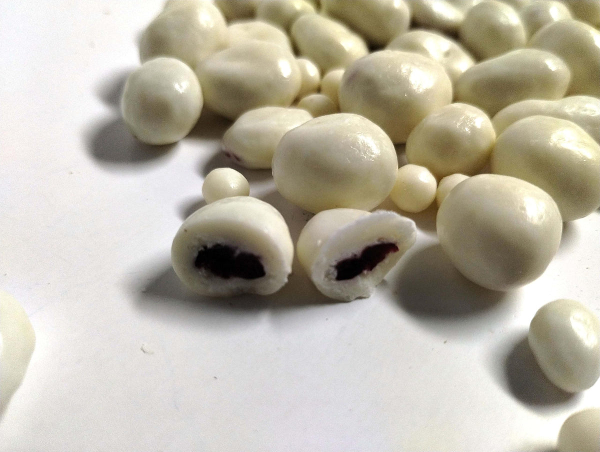 DM Sweets Yogurt Coated Cranberries plated for sharing and entertaining