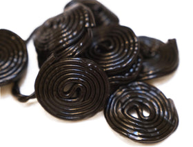 DM Sweets Black Licorice Wheels bulk 1lb packaging for parties and gatherings