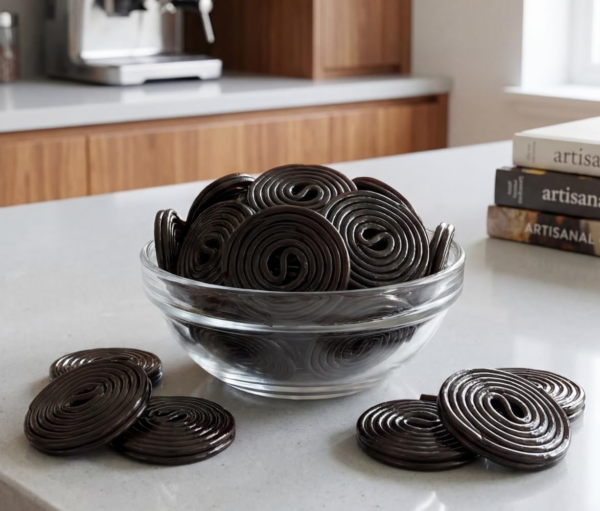 DM Sweets Black Licorice Wheels rolled form invites nostalgic tasting