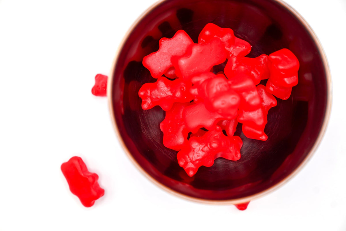 DM Sweets Cinnamon Juju Bears close-up reveals fiery red color