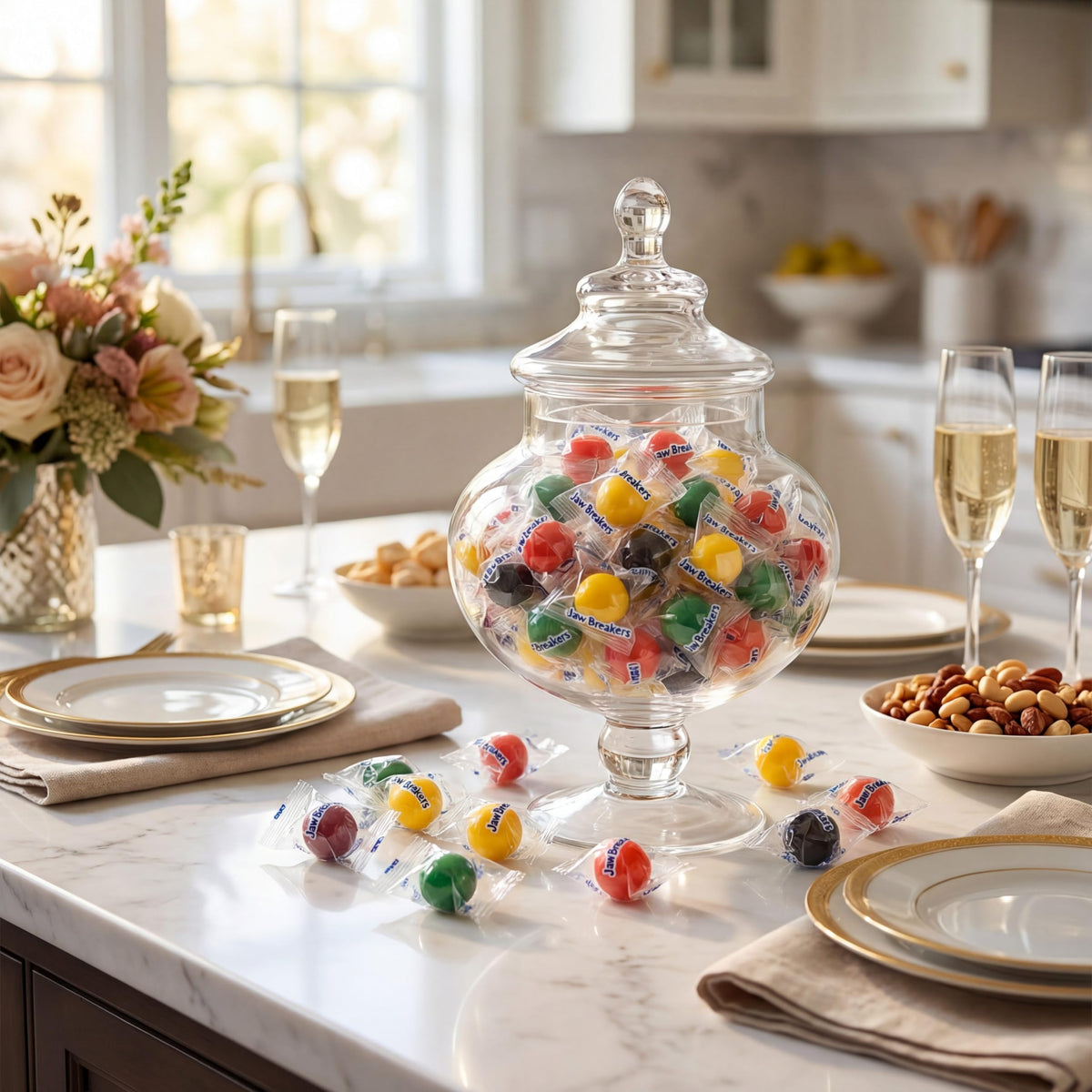 DM Sweets Jawbreakers five fruity flavors provide a long-lasting crunch for snack time