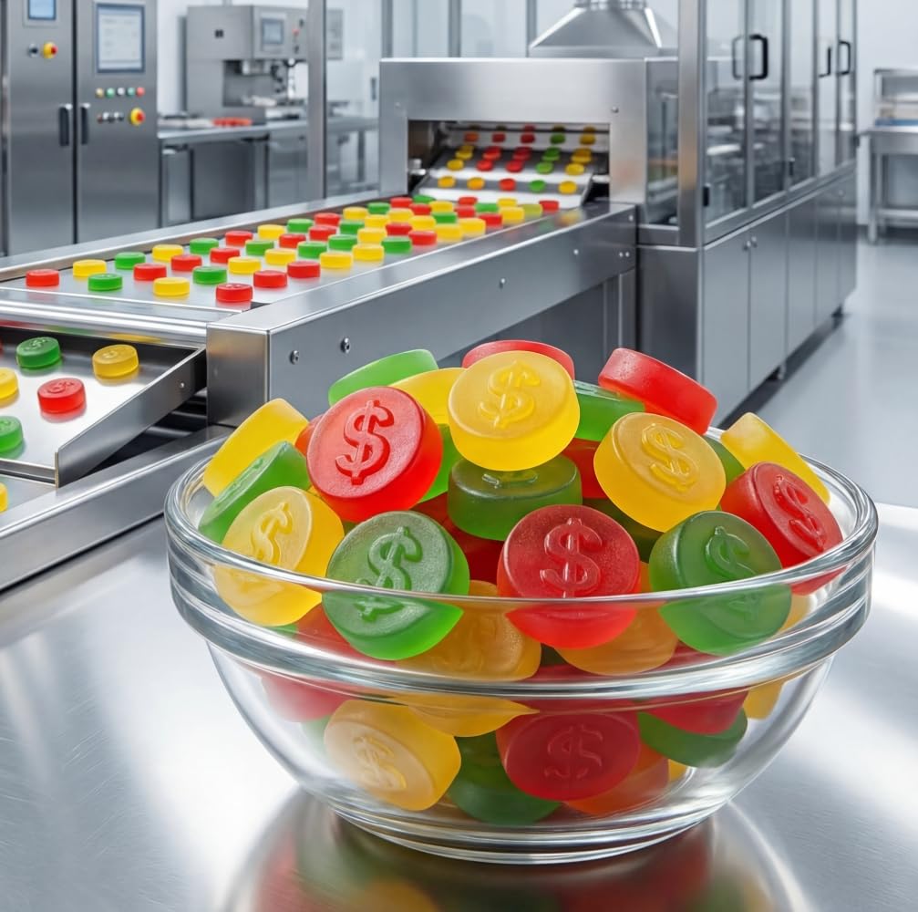 DM Sweets JuJu coins with dollar-stamped design for retro event vibes