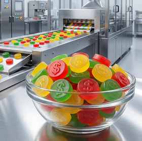 DM Sweets JuJu coins with dollar-stamped design for retro event vibes